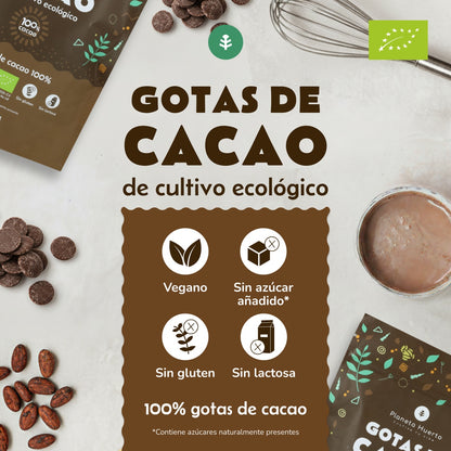 Gouttes de chocolat 100% cacao ECO Planeta Huerto 200 g