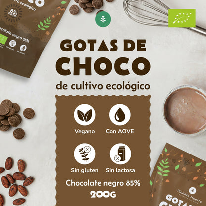 Gouttes de chocolat 85% de cacao ECO Planeta Huerto 200 g