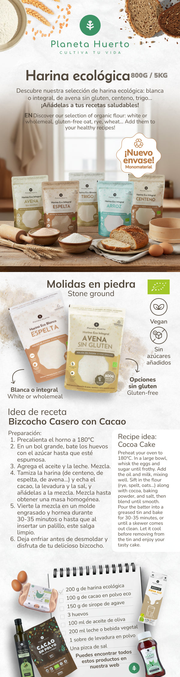 Wit speltmeel Eco Planeta Huerto 5 kg