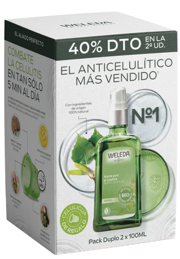 Double pack huile anticellulite au bouleau 2 x 100 ml + CADEAU Celulicup Weleda