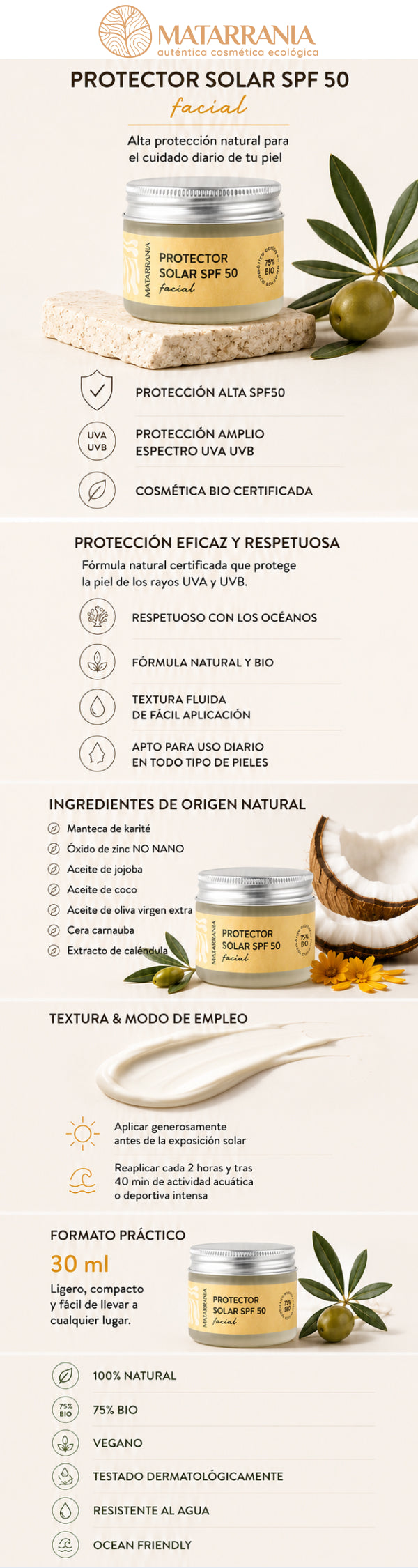 Zonnebrandcrème SPF50 BIO Matarrania 30 ml