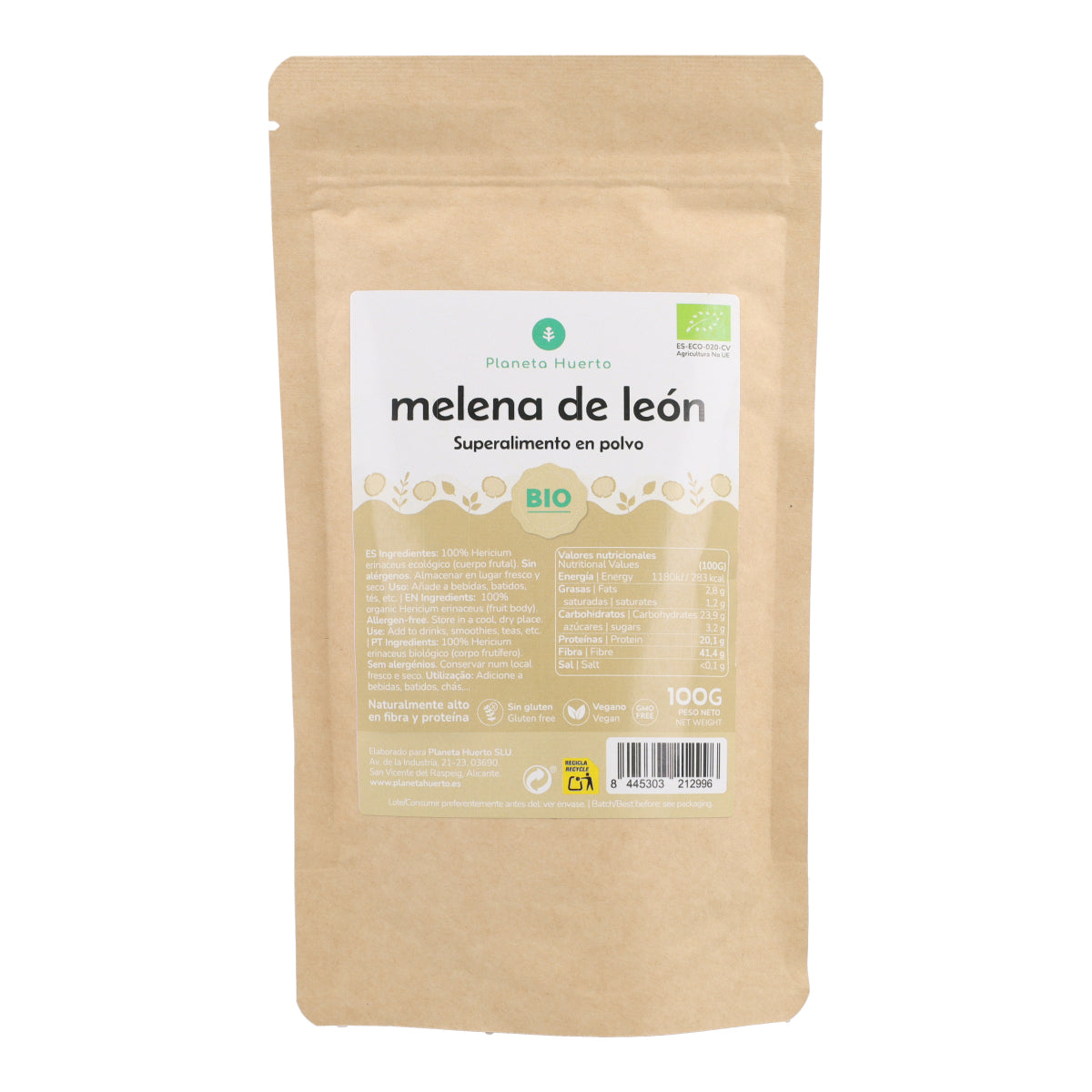 Crinière de lion en poudre 100% BIO Planeta Huerto 100 g