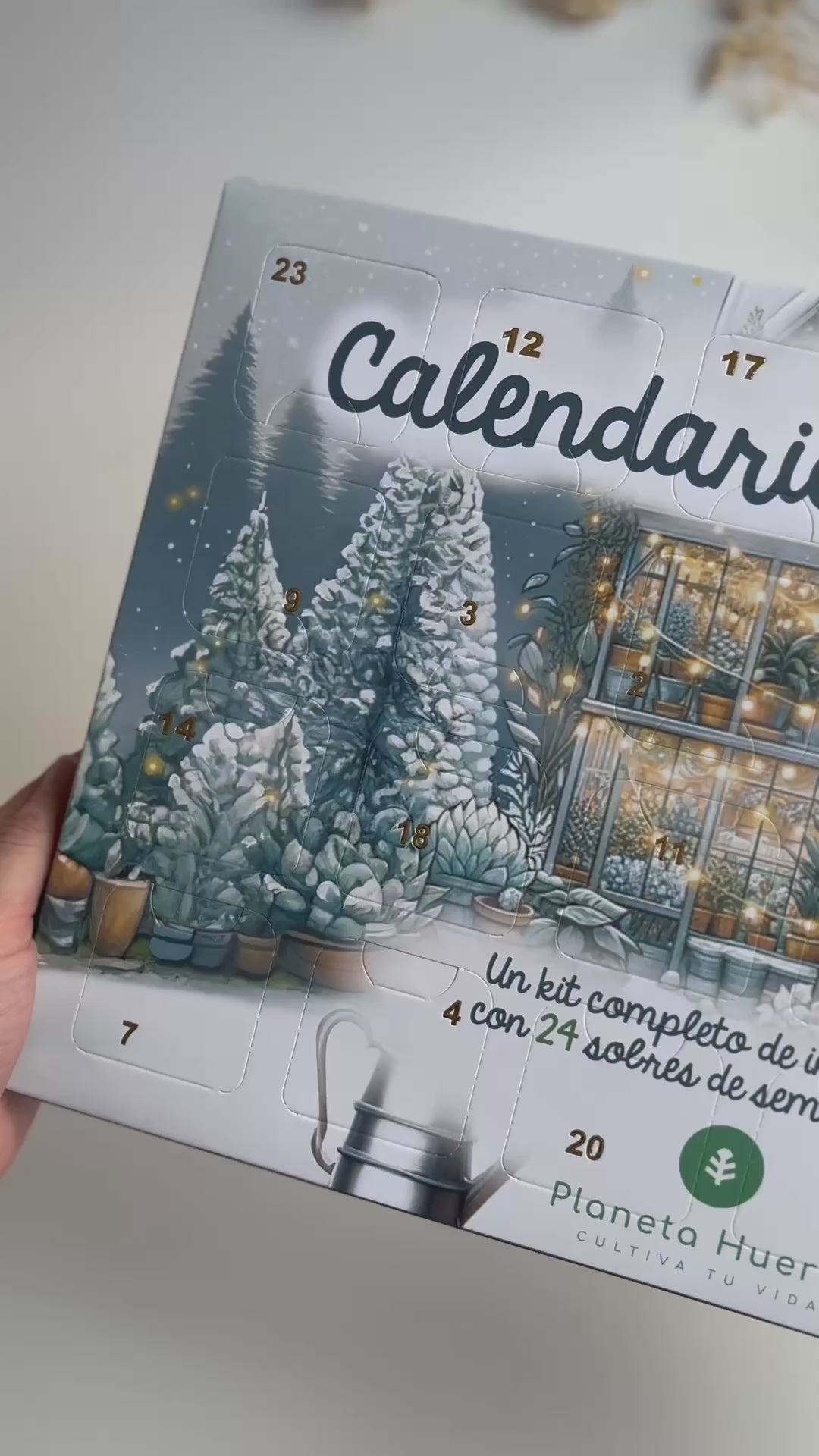 Kerstadventskalender met zaden en mini-kas Planeta Huerto