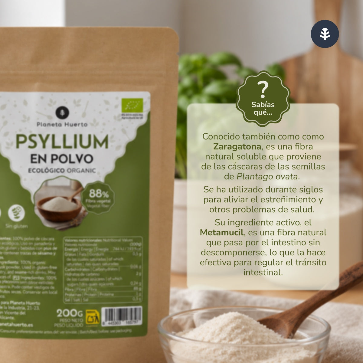 Poudre de psyllium Eco Planeta Huerto 200 g