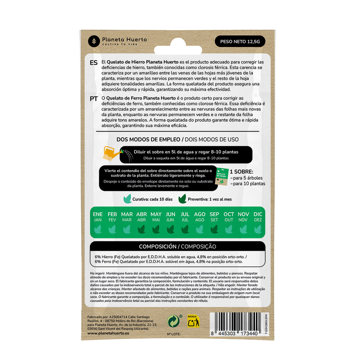 Chélate de fer Planeta Huerto Sachet pour 5 L