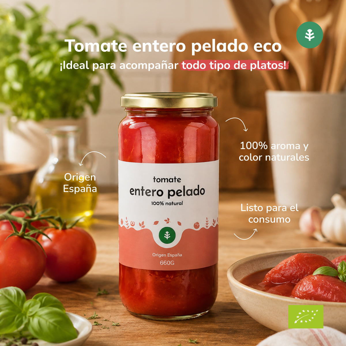 Tomate pelée entière ECO Planeta Huerto 660 g