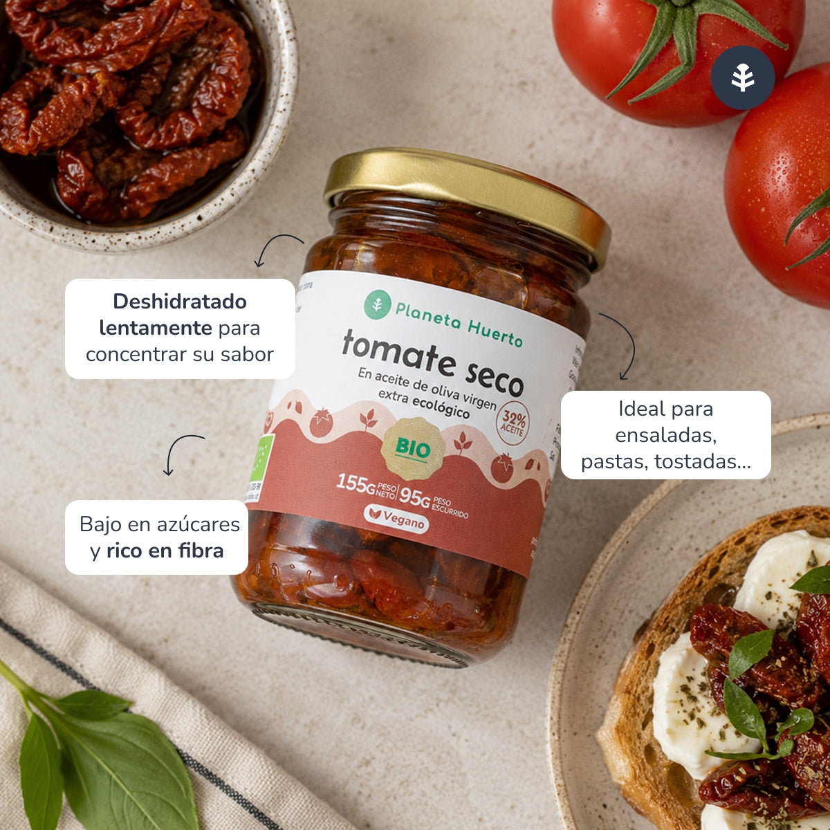 Tomates séchées à l'huile d'olive vierge extra ECO Planeta Huerto 155 g