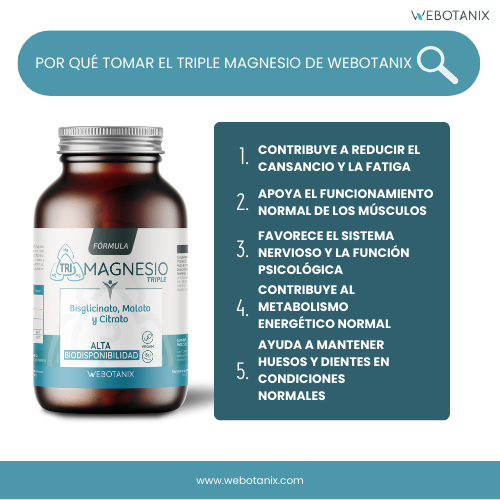 Triple magnésium (bisglycinate, malate et citrate) formule végétalienne, WeBotanix, 120 gélules