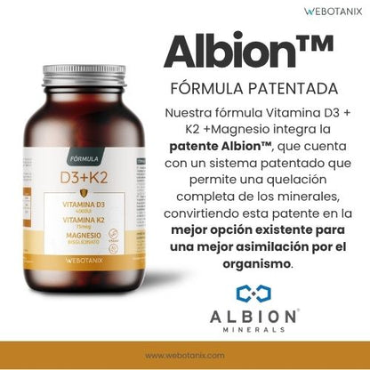Vitamine D3 4000 UI + K2 + Magnésium Formule Vegan, WeBotanix
